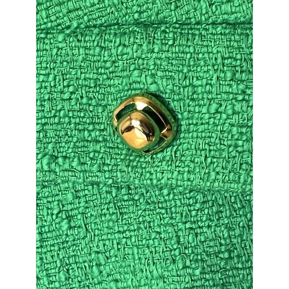 ZARA Green Textured Tweed Gold Button Cropped Jacket Blazer - Picture 10 of 12